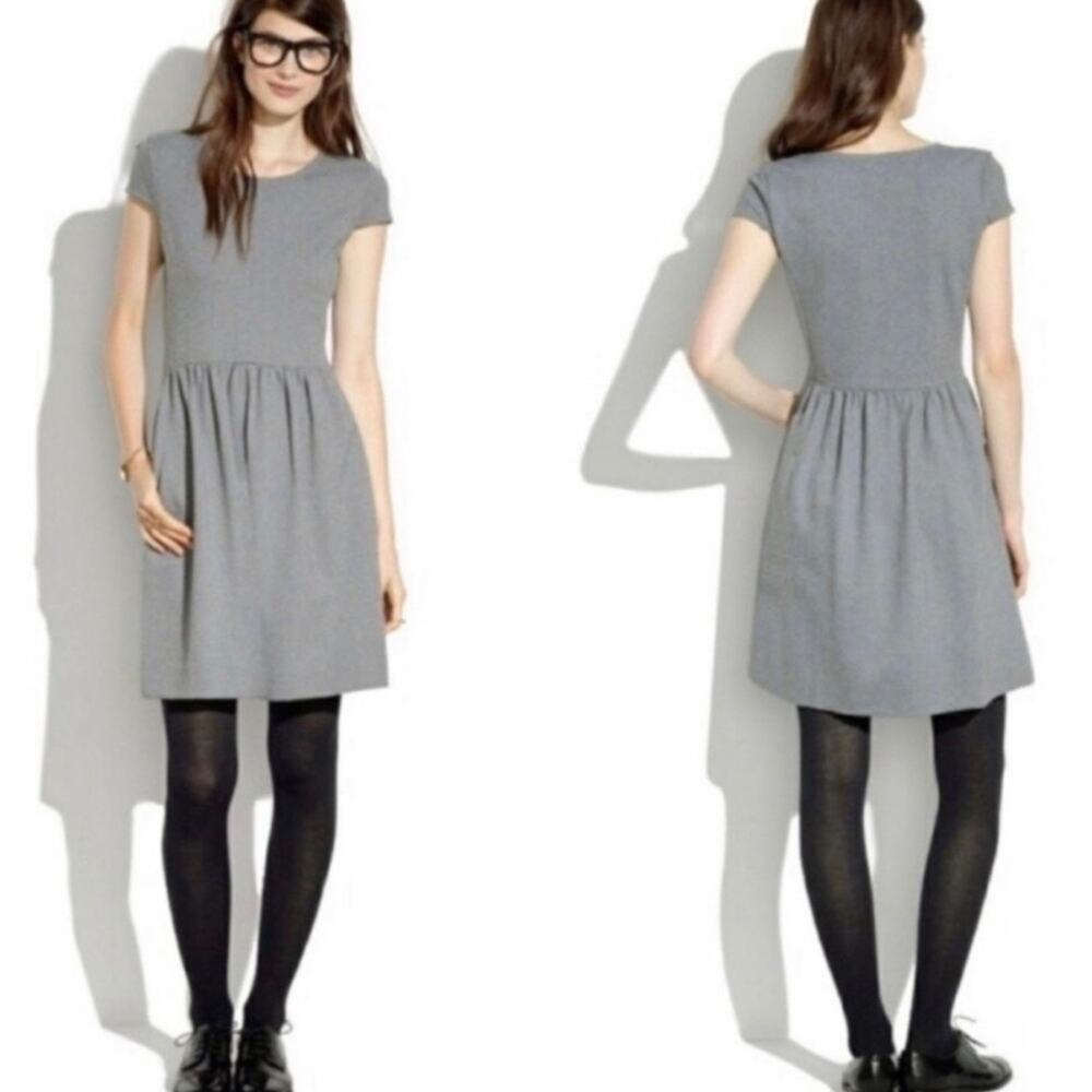 Madewell Cap Sleeve Fit and Flare Dress - Pockets - Size Medium - Gray